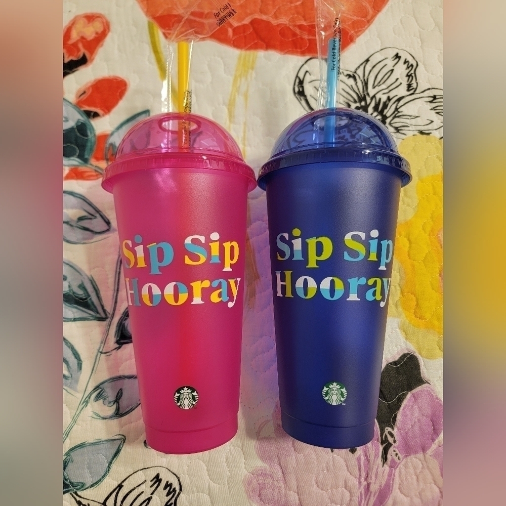 NWOT Starbucks Spring 2023 LATAM Release Reusable Cups with Dome Lid